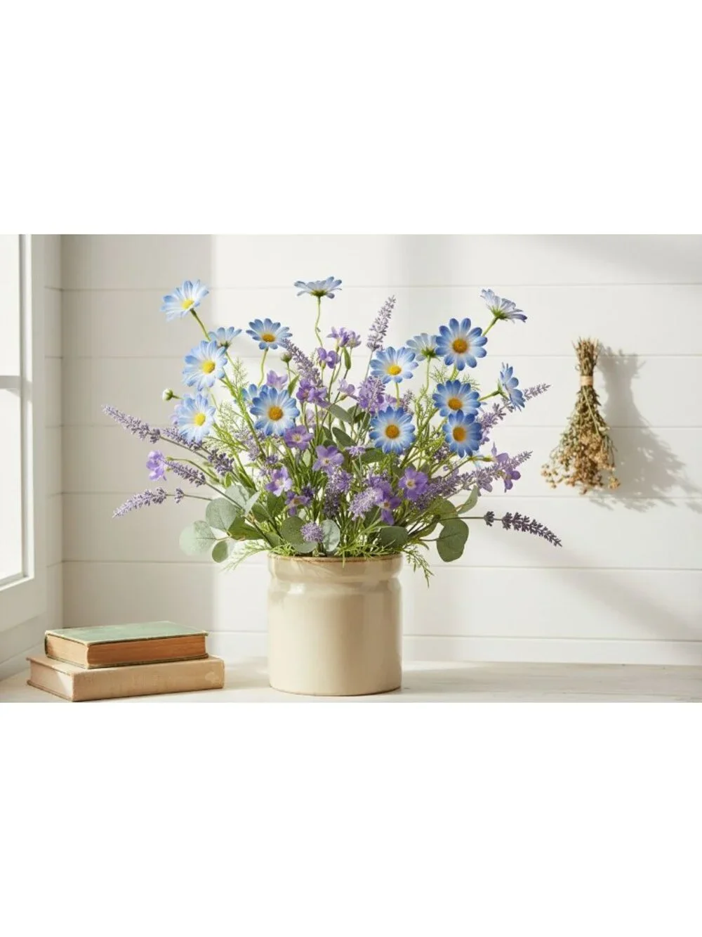 Cosmos Blue Ombre Artificial Wildflowers Set of 2 Farmhouse